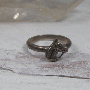 Vintage Sterling Silver Southwestern Horse Equestrian Ring Petite